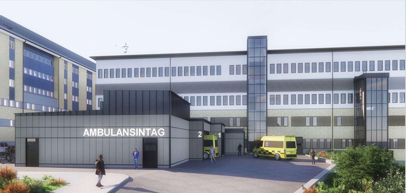 Den nya ambulanshallen på Hudiksvalls sjukhus