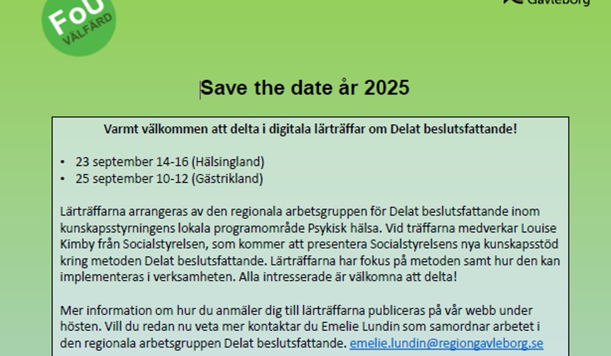 Skärmbild från nyhetsbrev FoU Välfärd juni 2025