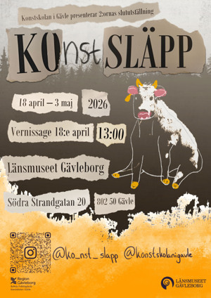 En affisch med en bild av en ko på.