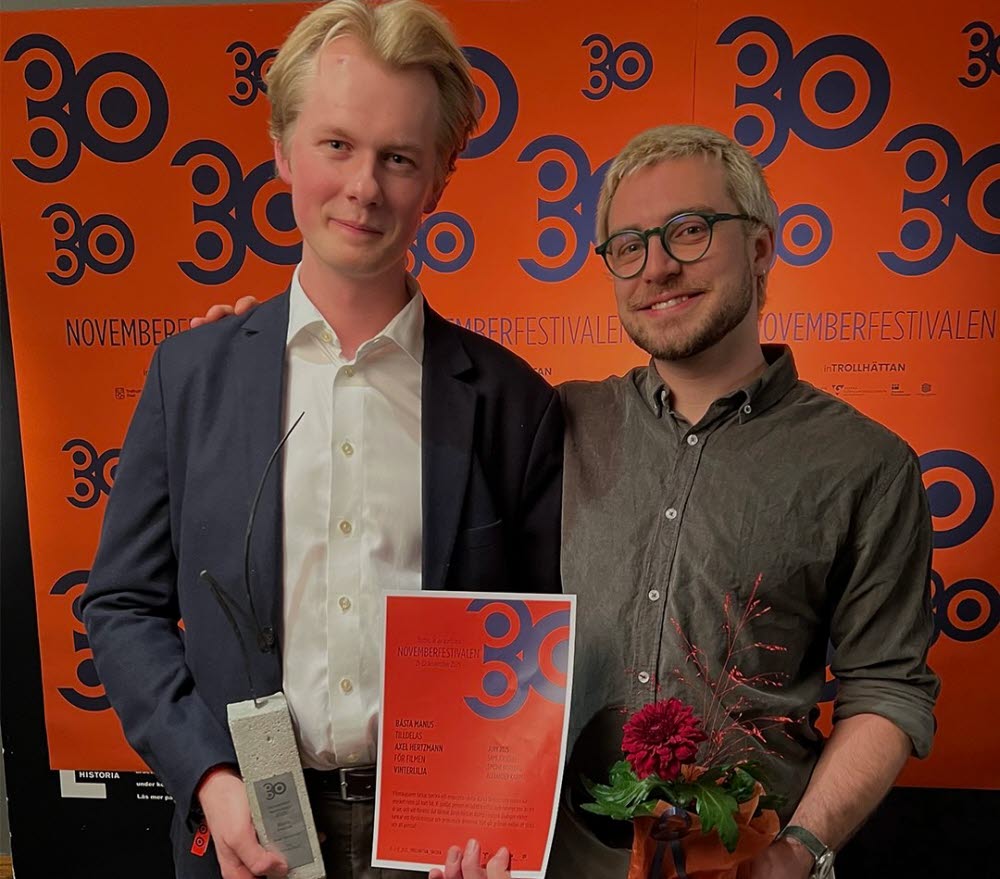 Axel Hertzman och producent Jakob Axén-Johansson på Novemberfestivalen