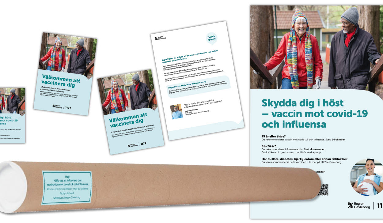 Kollage av bilder på material till vaccination